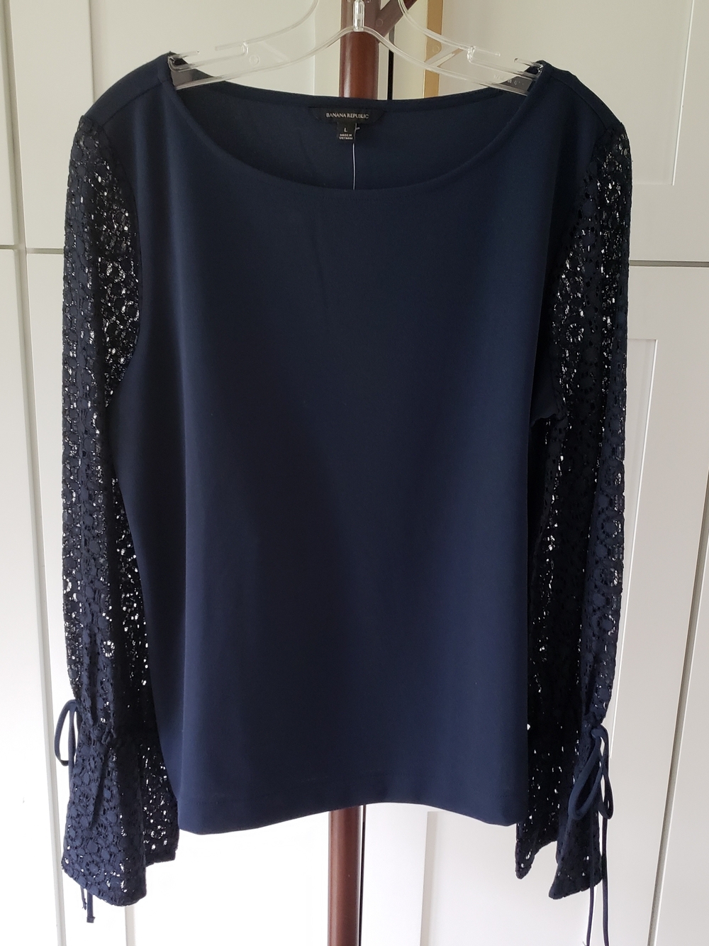 Banana Republic Navy Lace-Sleeve Women’s Top